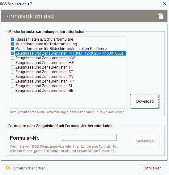 Download Formularsammlung Niedersachsen